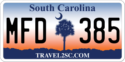 SC license plate MFD385