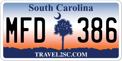 SC license plate MFD386