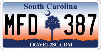 SC license plate MFD387