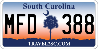 SC license plate MFD388