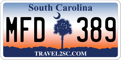 SC license plate MFD389