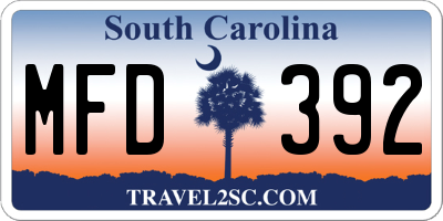 SC license plate MFD392