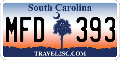 SC license plate MFD393