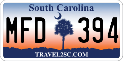 SC license plate MFD394