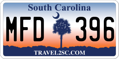 SC license plate MFD396