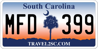 SC license plate MFD399