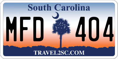 SC license plate MFD404