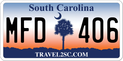 SC license plate MFD406