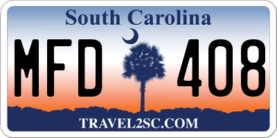 SC license plate MFD408