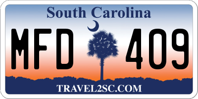 SC license plate MFD409