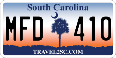 SC license plate MFD410