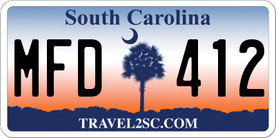 SC license plate MFD412