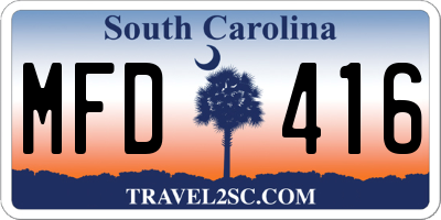 SC license plate MFD416
