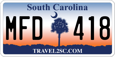 SC license plate MFD418