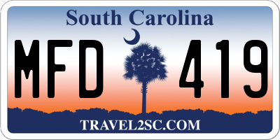 SC license plate MFD419