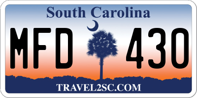 SC license plate MFD430