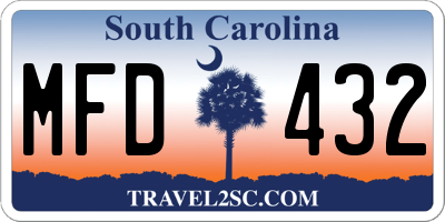 SC license plate MFD432