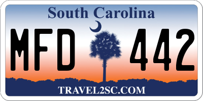 SC license plate MFD442