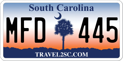 SC license plate MFD445