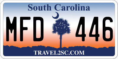 SC license plate MFD446