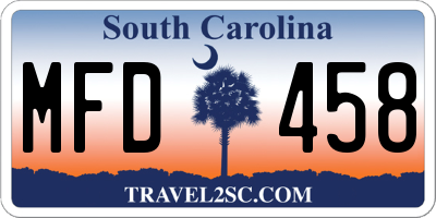 SC license plate MFD458