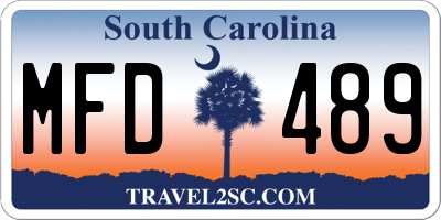 SC license plate MFD489