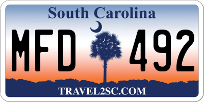 SC license plate MFD492