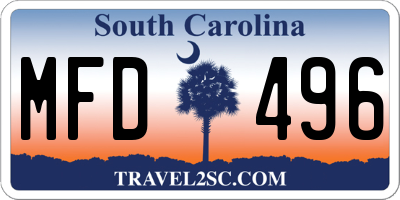 SC license plate MFD496