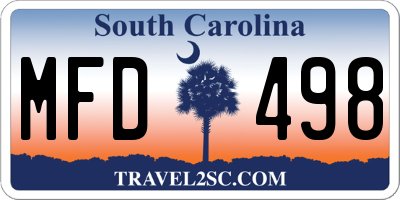 SC license plate MFD498