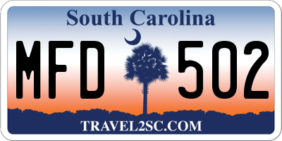 SC license plate MFD502