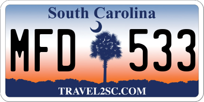SC license plate MFD533