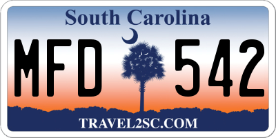 SC license plate MFD542