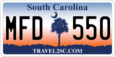 SC license plate MFD550