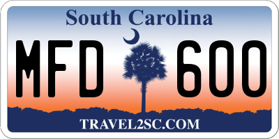 SC license plate MFD600