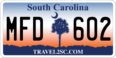 SC license plate MFD602