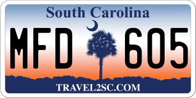 SC license plate MFD605
