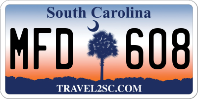 SC license plate MFD608