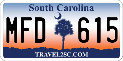SC license plate MFD615