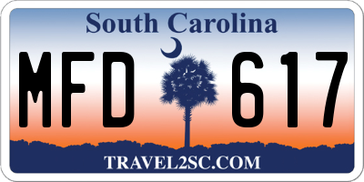 SC license plate MFD617