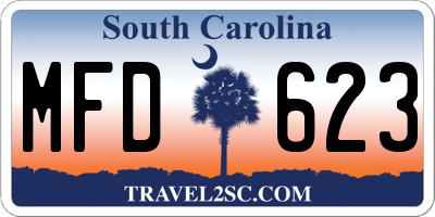 SC license plate MFD623