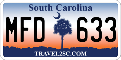 SC license plate MFD633