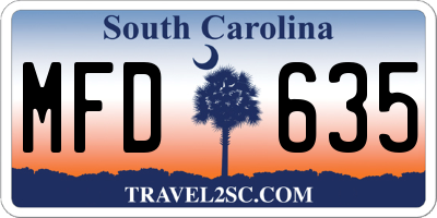 SC license plate MFD635