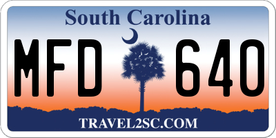 SC license plate MFD640
