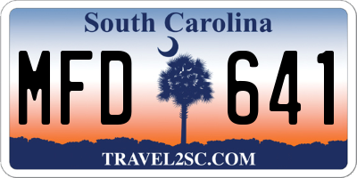 SC license plate MFD641