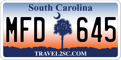 SC license plate MFD645