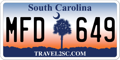 SC license plate MFD649