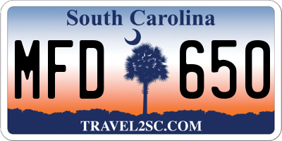 SC license plate MFD650