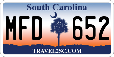 SC license plate MFD652