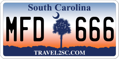 SC license plate MFD666