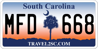 SC license plate MFD668